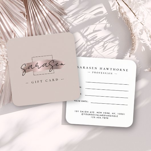 Chic Brush Stroke Rose Gold Geschenkgutschein