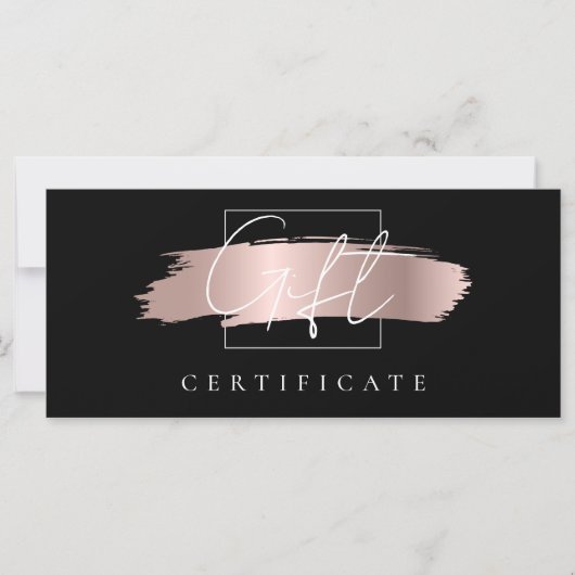 Chic Brush Stroke Rose Gold Schwarzes Geschenk-Zer (Vorderseite)