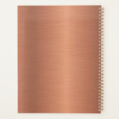 Chic Brushed Copper Metal Mit Monogramm White Scri Planer (Rückseite)