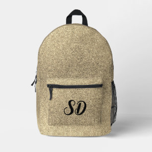 Chic Brushed Gold Glitzer Monogram Bedruckter Rucksack