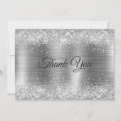 Chic brushed Metal silber Imitate glitten Dankeskarte (Vorderseite)