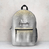 Chic brushed Metal silberne Imitate Glitzer Bedruckter Rucksack