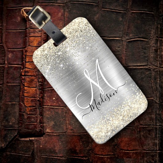 Chic brushed Metal silberne Imitate Glitzer Gepäckanhänger