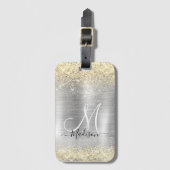 Chic brushed Metal silberne Imitate Glitzer Gepäckanhänger (Vorderseite Vertikal)