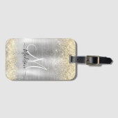 Chic brushed Metal silberne Imitate Glitzer Gepäckanhänger (Vorderseite (Horizontal))