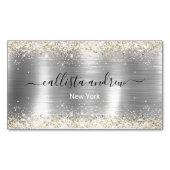 Chic brushed Metal silberne Imitate Glitzer Magnetische Visitenkarte (Vorderseite)