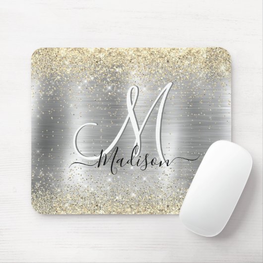 Chic brushed Metal silberne Imitate Glitzer Mousepad (Mit Mouse)
