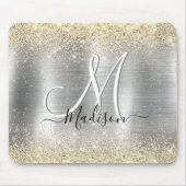 Chic brushed Metal silberne Imitate Glitzer Mousepad (Vorne)