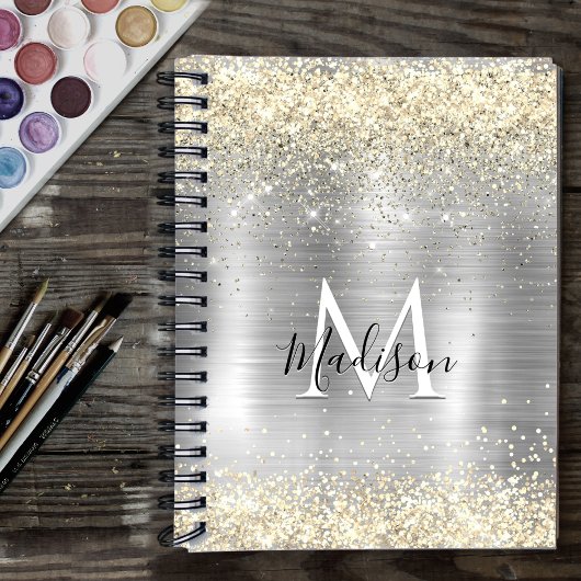 Chic brushed Metal silberne Imitate Glitzer Notizblock