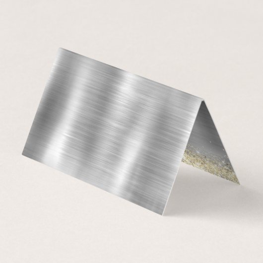 Chic brushed Metal silberne Imitate Glitzer Visitenkarten (Rückseite)