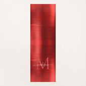 Chic Brushed Metallic Burgundy Red Monogram Script Yogamatte (Vorderseite)