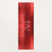 Chic Brushed Metallic Burgundy Red Monogram Script Yogamatte (Rückseite)