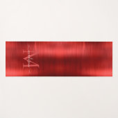 Chic Brushed Metallic Burgundy Red Monogram Script Yogamatte (Vorderseite (Horizontal))