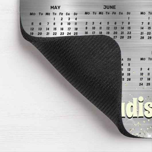 Chic brushed silver gold glitter 2025 calendar mousepad (Ecke)