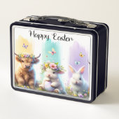 Chic Brushstroke Highland Cow Easter Lunchbox (Rückseite)