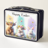 Chic Brushstroke Highland Cow Easter Lunchbox (Vorderseite)
