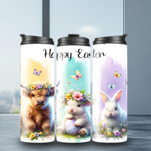 Chic Brushstroke Highland Cow Easter Tumbler Thermosbecher