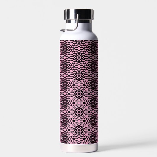 Chic Bubblegum Pink & Black Geometric Muster Trinkflasche (Rechts)