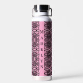 Chic Bubblegum Pink & Black Geometric Muster Trinkflasche (Rückseite)