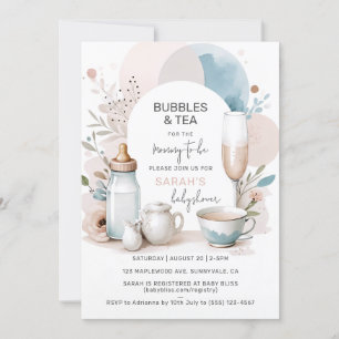 Chic Bubbles & Tea Baby Dusche Einladung