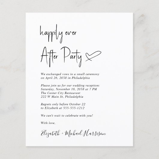 Chic Budget Hochzeitsempfang (Vorderseite)