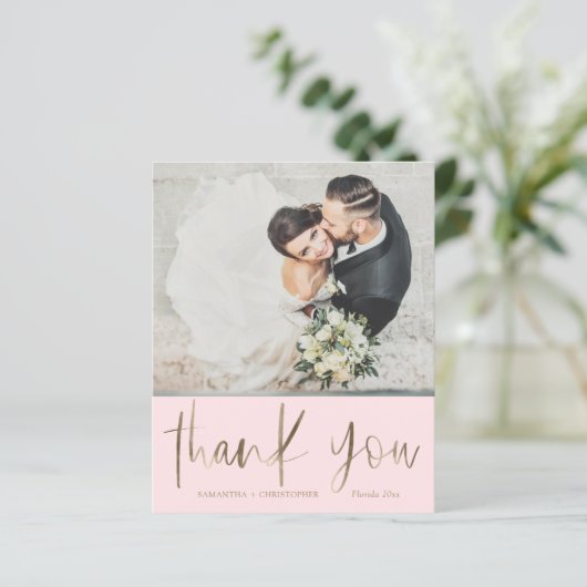Chic Budget Pink Wedding Danke (Stehend Vorderseite)