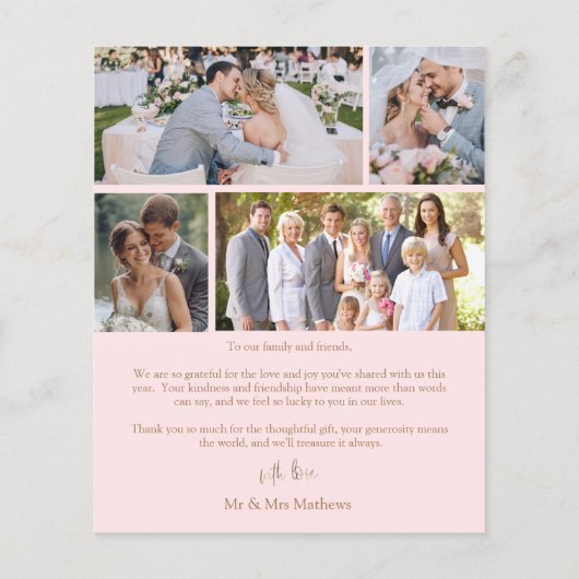 Chic Budget Pink Wedding Danke (Rückseite)