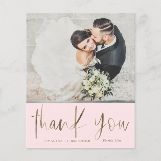 Chic Budget Pink Wedding Danke (Vorderseite)