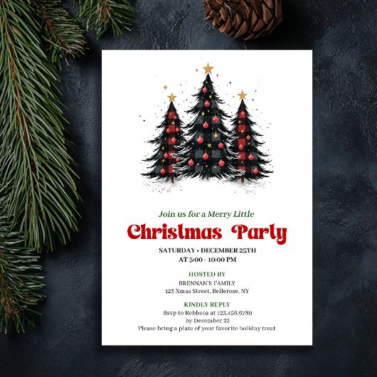 Chic Buffalo Check Festive Party Digital Invite Einladung