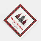 Chic Buffalo Plaid Tree Christmas Napkins Serviette (Ecke)
