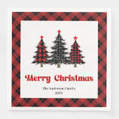Chic Buffalo Plaid Tree Christmas Napkins Serviette (Vorderseite)