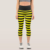 Chic Bumble Bee Style Black Yellow Stripes Muster Capri Leggings (Vorderseite)