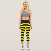 Chic Bumble Bee Style Black Yellow Stripes Muster Capri Leggings (Vorderseite)
