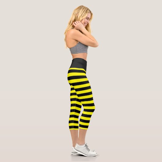 Chic Bumble Bee Style Black Yellow Stripes Muster Capri Leggings (Rechts)
