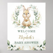 Chic Bunny Rabbit Greenerity Gold Wreath Willkomme Poster (Vorne)