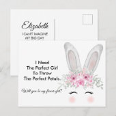 Chic Bunny Wedding Flower Girl Vorschlag Postkarte (Vorne/Hinten)