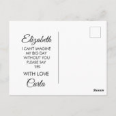 Chic Bunny Wedding Flower Girl Vorschlag Postkarte (Rückseite)