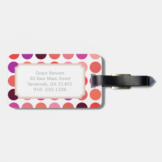 Chic bunt polka dots Muster monogramm Gepäckanhänger (Rückseite horizontal)
