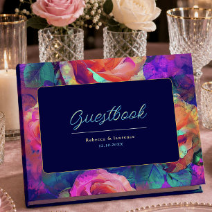 Chic bunte leuchtende Blumen Hochzeit  Gästebuch