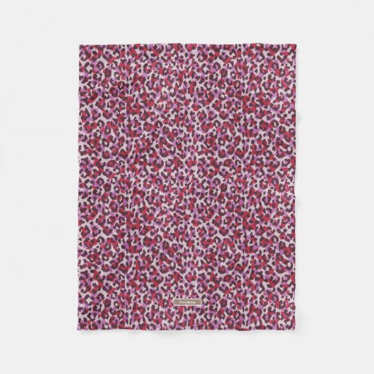 Chic buntes rotes lila Cheetah-Druckmuster Fleecedecke (Vorderseite)