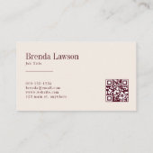 Chic Burgund & Beige QR-Code für Profis Visitenkarte (Rückseite)