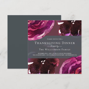 Chic Burgund Floral Erntedank Dinner Einladung