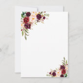 Chic Burgund Floral Handwriting Probe Abendessen Einladung (Rückseite)