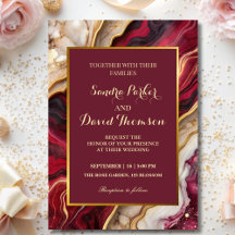 Chic Burgund Gold Achat Marmor Moderne Hochzeit