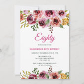 Chic Burgund Lila Rose Grüne Geburtstag Einladung (Vorderseite)