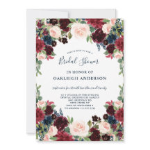 Chic Burgund, Navy und Pink Floral Brautparty