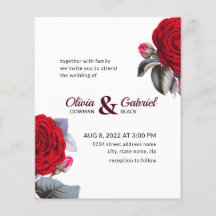 Chic Burgund Rote Rose. Blossom Nature Wedding Inv