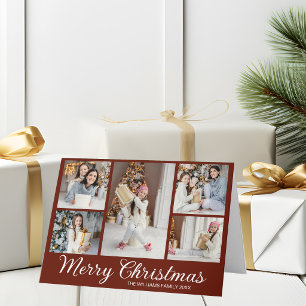 Chic Burgunder Frohe Weihnachten Fotocollage