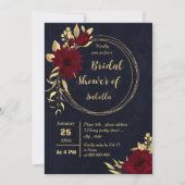 Chic burgundy and gold Marine Brautparty Einladung (Vorderseite)