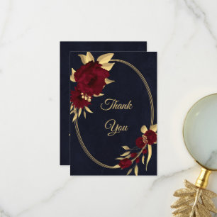 Chic burgundy and gold Marine Dankeskarte